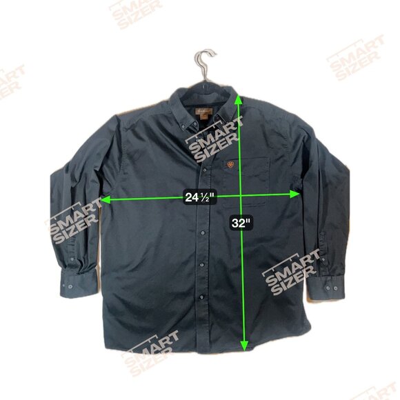 Ariat Mens Black Button-Down Long-Sleeve Shirt XL Cotton Blend Embroidered Logo - Picture 3 of 9